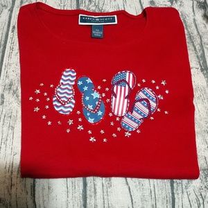 4th of July Karen Scott short sleeve bling t-shirt